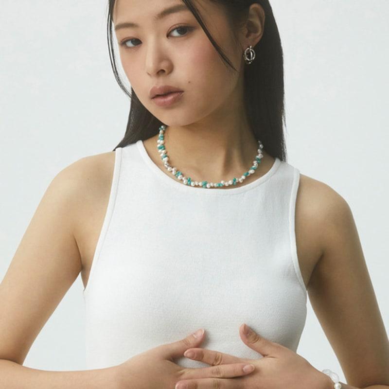 

NEUF PIECE MINT AMAZONITE NECKLACE Blue