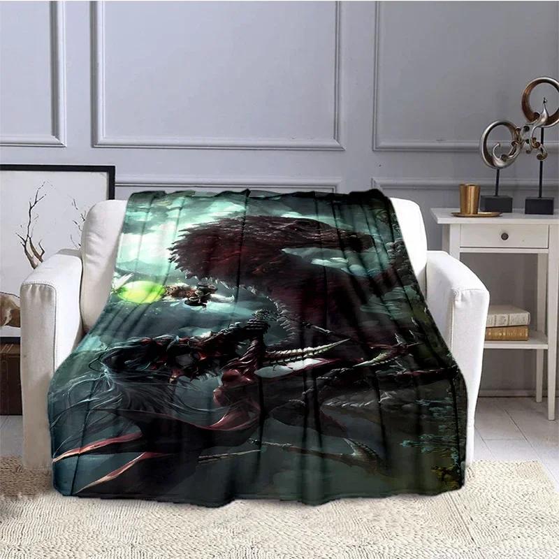 Game Monster Hunter Dragon Blanket for Children, Flannel Blanket, Soft and Comfortable, Home and Travel, High Quality