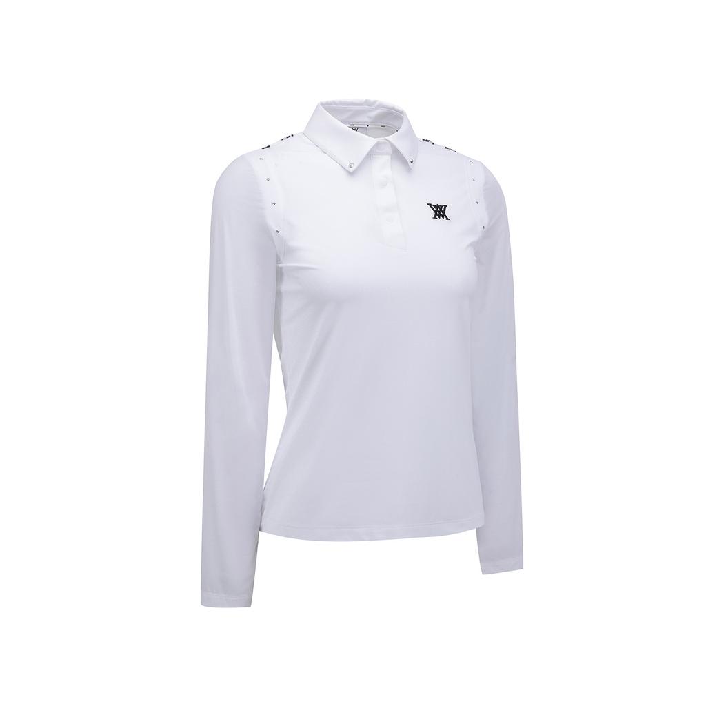 ANEW GOLF Women Signature Logo Hybrid Long T-Shirt_Wh