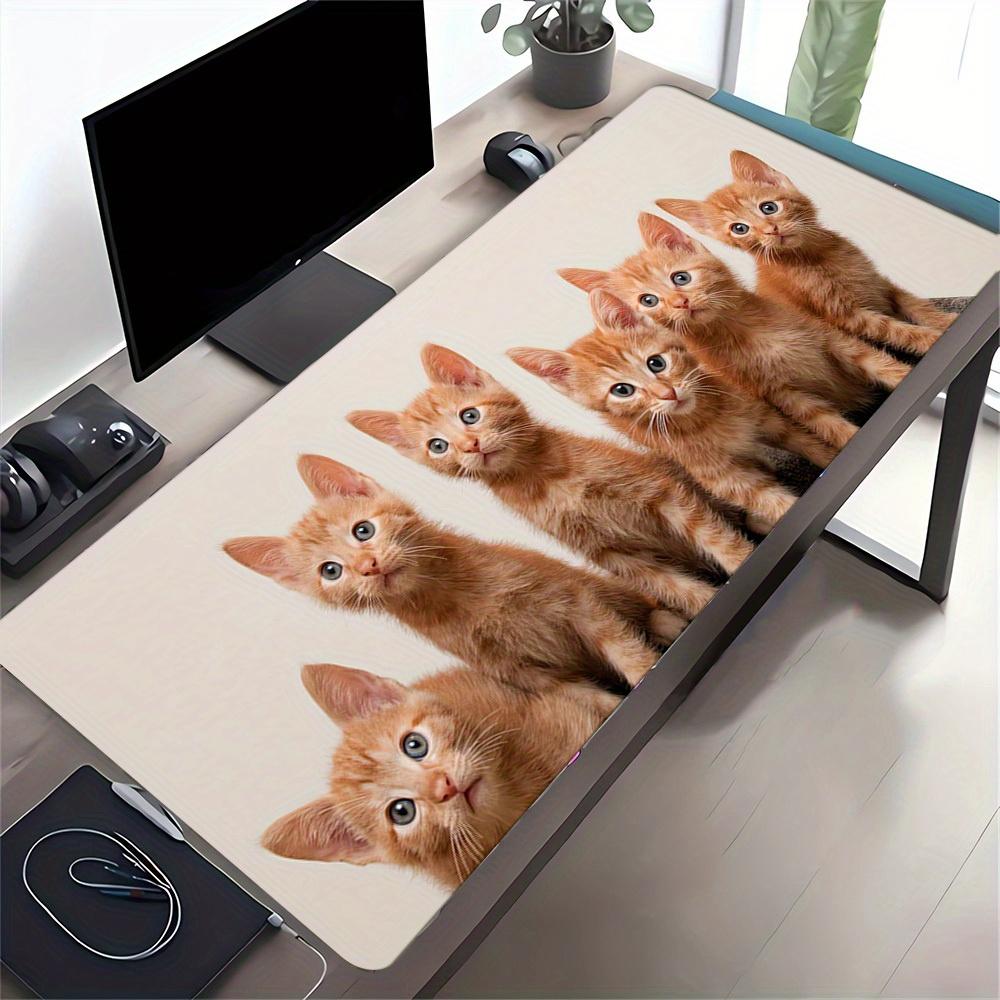 1pc Large Gaming Mouse Pad, UV Reactive Non-Slip Desk Mat, Washable PolyesterCate, Ginger, KittensComputer Pad with Vibrant Game Machine Pri