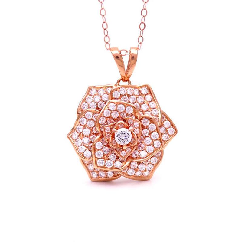 Exquisite Russian Temperament Rose Pendant Rose Gold Plated Three-Dimensional Noble Pattern Full Diamond Kaleidoscope Pendant (single pendant) ярко-розовый