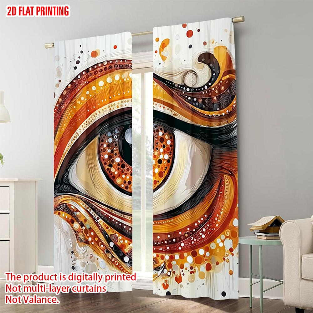 2pcs   Plane Printing Curtains Abstract Eye Polyester Easy Install (without Rod) Home Decor Ldeal for Bedroom Living Room