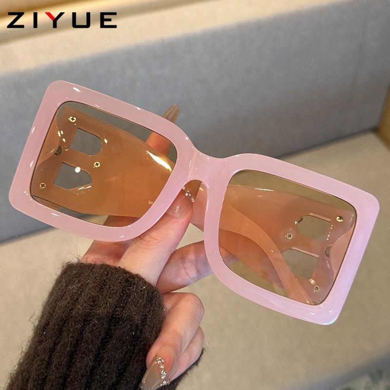 New box personalized sunglasses, women's high-end sense, big face and thin travel street shooting UV-proof sunglasses