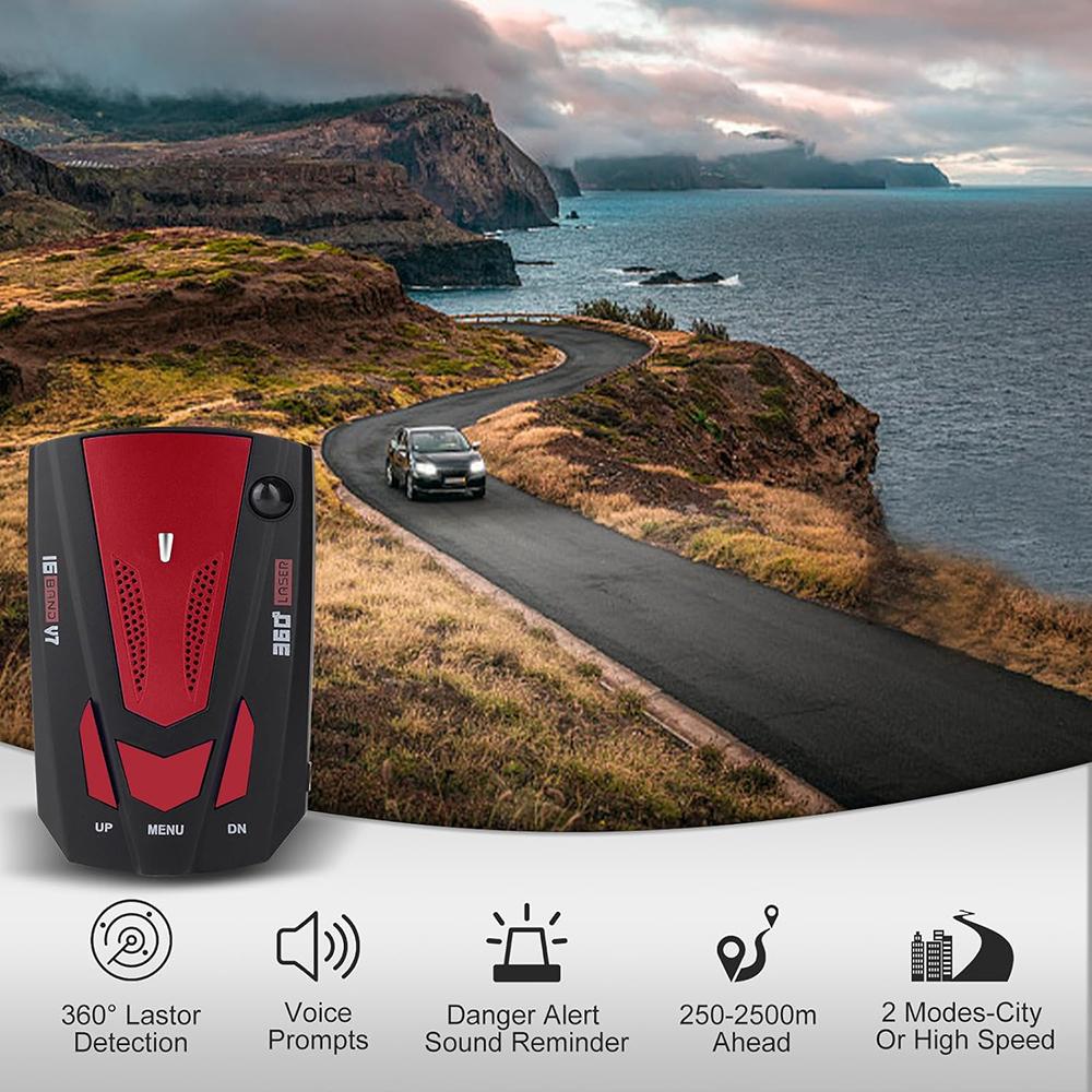 

V7 Автомобільний радар-детектор швидкості Електронна GPS-система сповіщення про швидкість для транспортних засобів, російська мова Black
