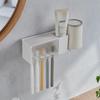 Punch-Free Japanese Wall-Mounted Bathroom Set: Toothbrush Holder & Mouthwash Rack