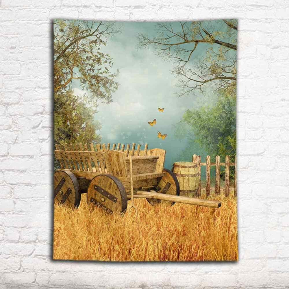 Tapestry of a butterfly in a wheat field 75x100