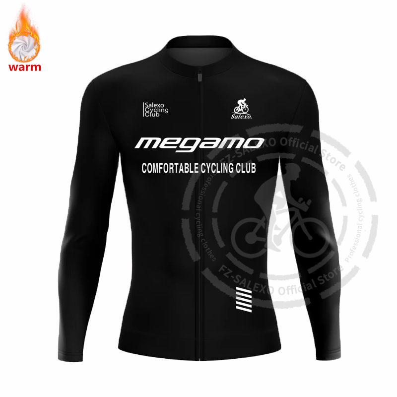 Megamo Winter Thermal Fleece Cycling Jersey Set Men Bike Clothing MTB Uniform Maillot Ropa De Ciclismo Sports Bicycle Bib Pants