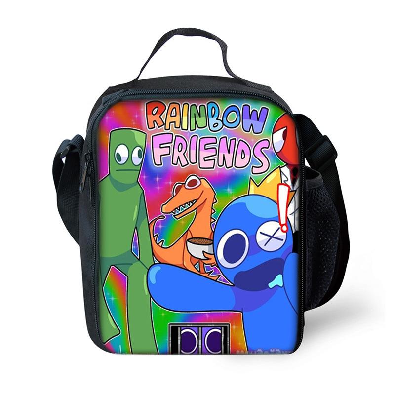 Rainbow Friends Rainbow Friends Lunch Bag Elementary School Picnic Bag Cartoon Shoulder Bag Satchel
