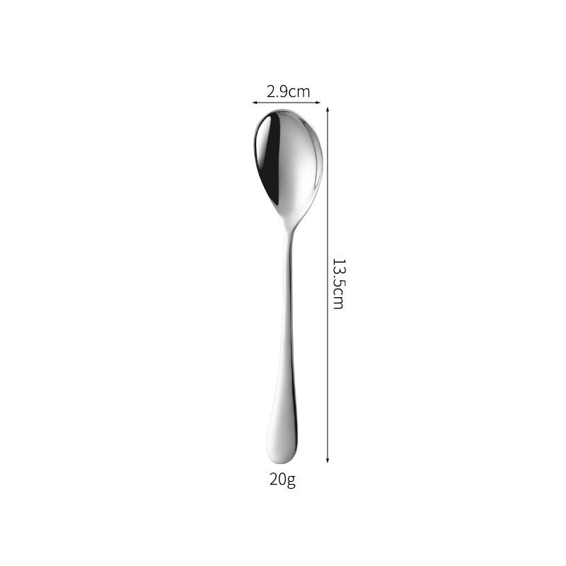 1010 Stainless Steel Dessert Spoon - Thick, Round, Mirror-Finish 304 Stainless Steel Tableware