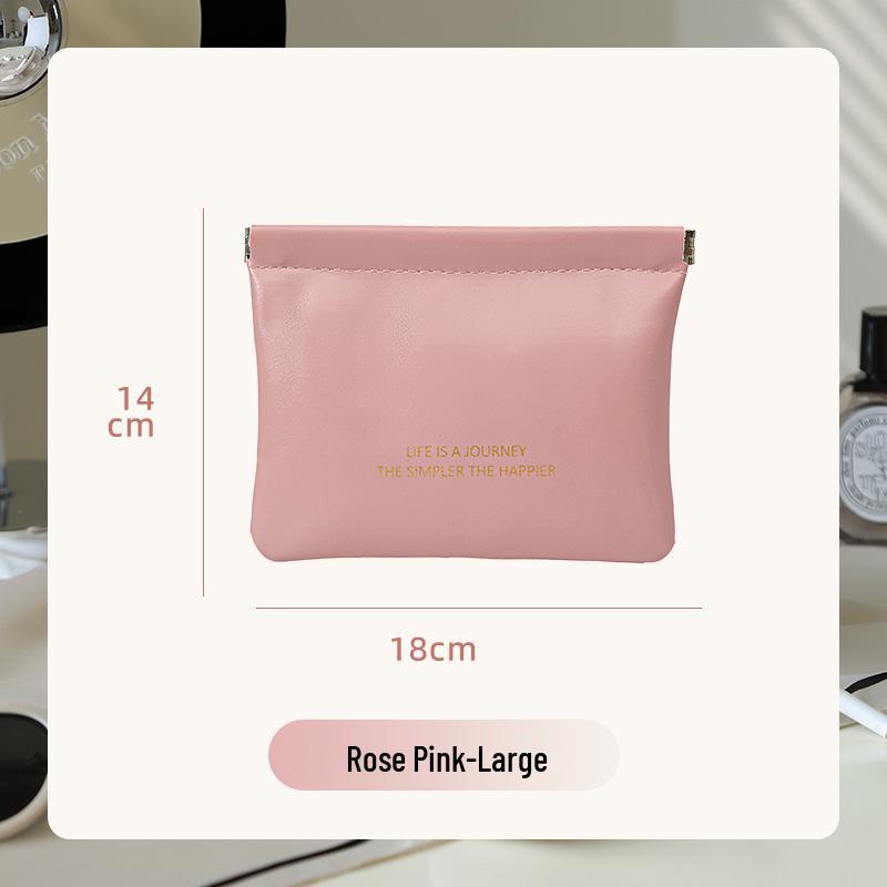 Portable Makeup Bag with Lipstick, Data Cable, Bluetooth Headset, Charger, and Key Storage; Automatic Closure Spring Sheet Design