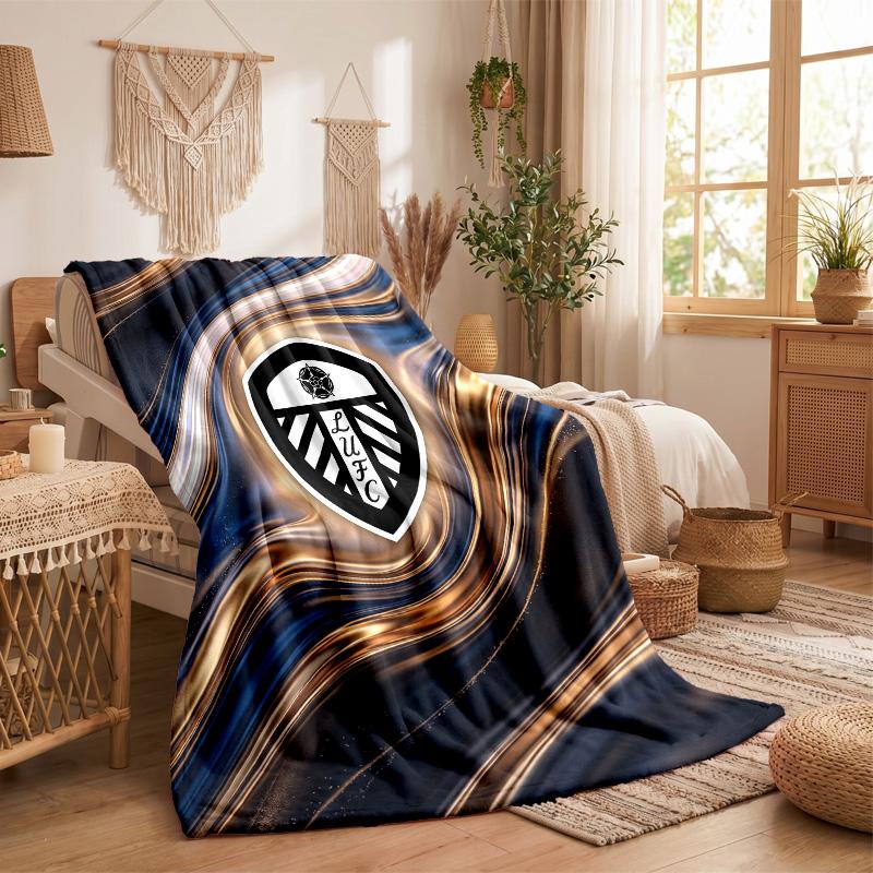 Leeds United Football Print Flannel Blanket Soft Warm Sofa Bed Throw Blanket For Home Office Bedroom