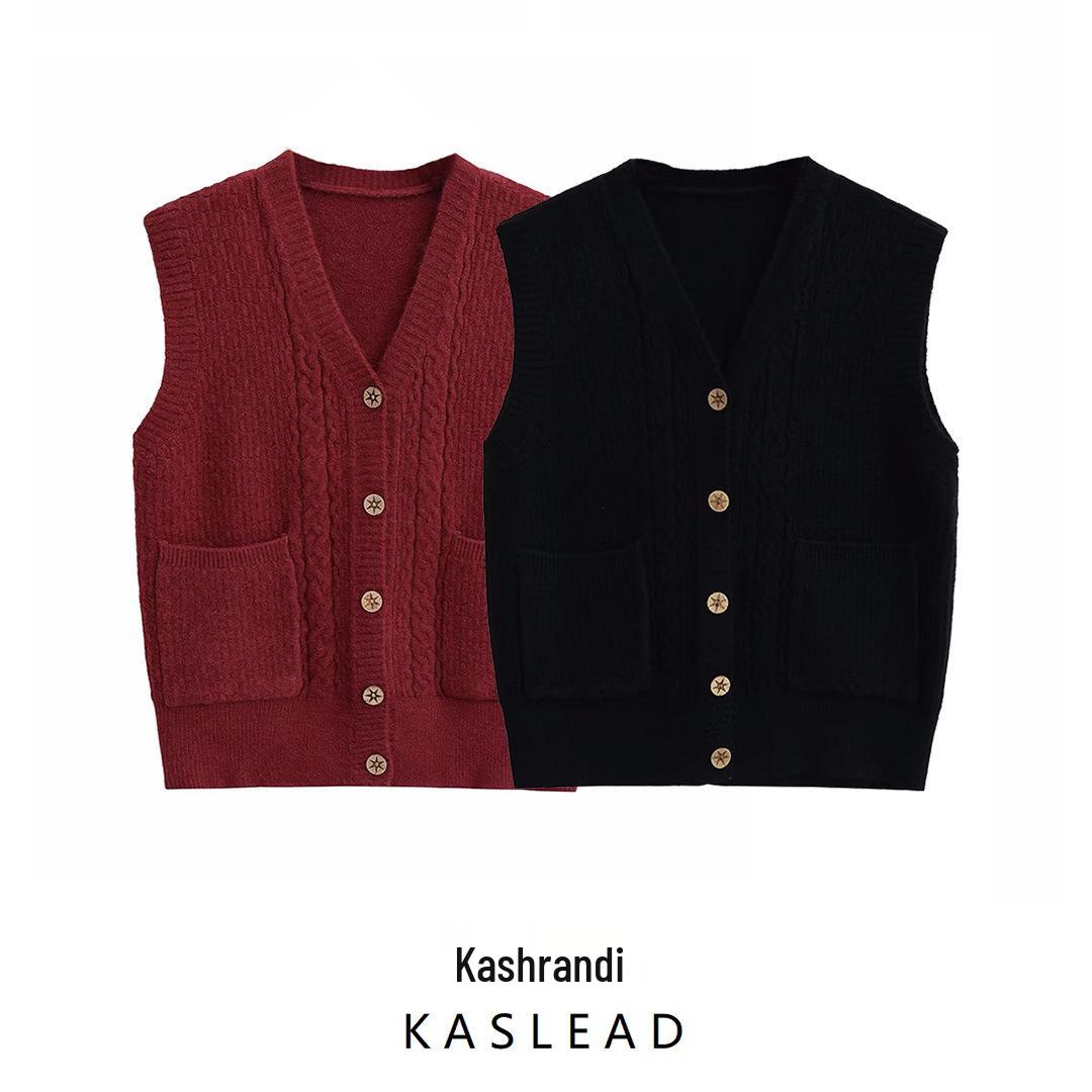 

2024 Winter Women s European & American Fashion V-Neck Button Vest One size