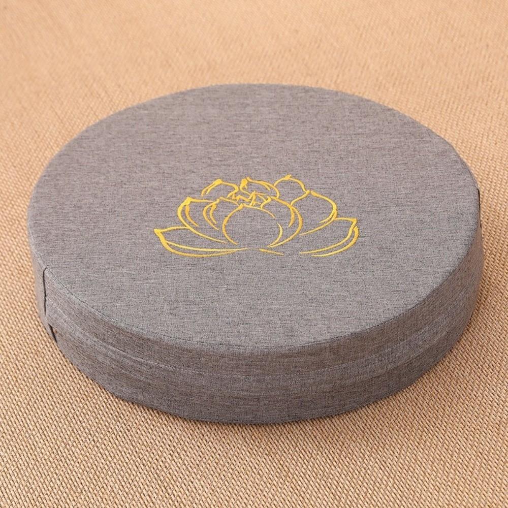 New Lotus Embroidered Yoga Meditation Cushion Washable Round Backrest Pillow Removable Cover Thickening Fill Linen Futon Cushion