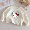 Girls Cotton Long Sleeve T Shirt Cute Cartoon Print Ruffle Crew Neck Base Layer Top For Autumn