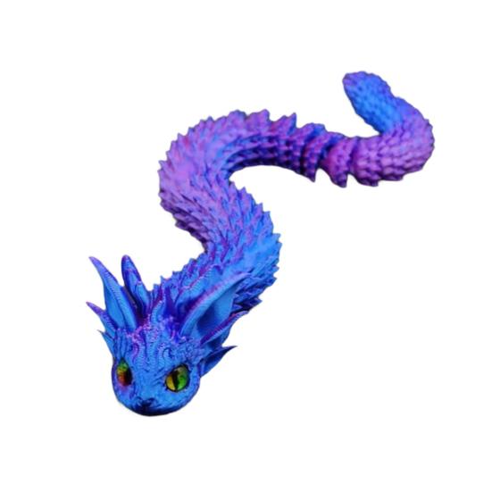 

3D-печатная фигурка дракона-змеи с подвижными суставами, мини-фигурка змеи, шарнирное животное 20cm красный/синий