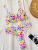 Women's Swimsuit Floral Sexy Triangle Bag Backless High Waist Bikini Beachwear Bathing Suits