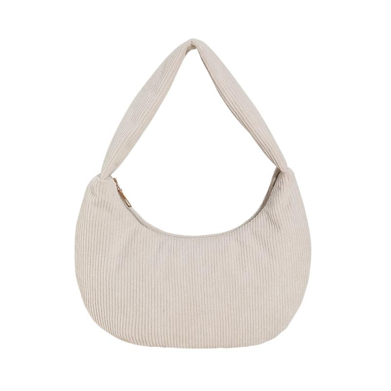 Women Daily Shoulder Bag Large Capacity Corduroy Chic Hobo Bag Solid Color Stylish Underarm Bags Padded Simple Dumpling Bag