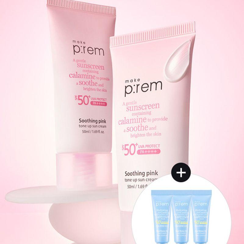 Makeprem [2-pack] Soothing Pink Tone-up Sunscreen 50ml 2 x 50ml