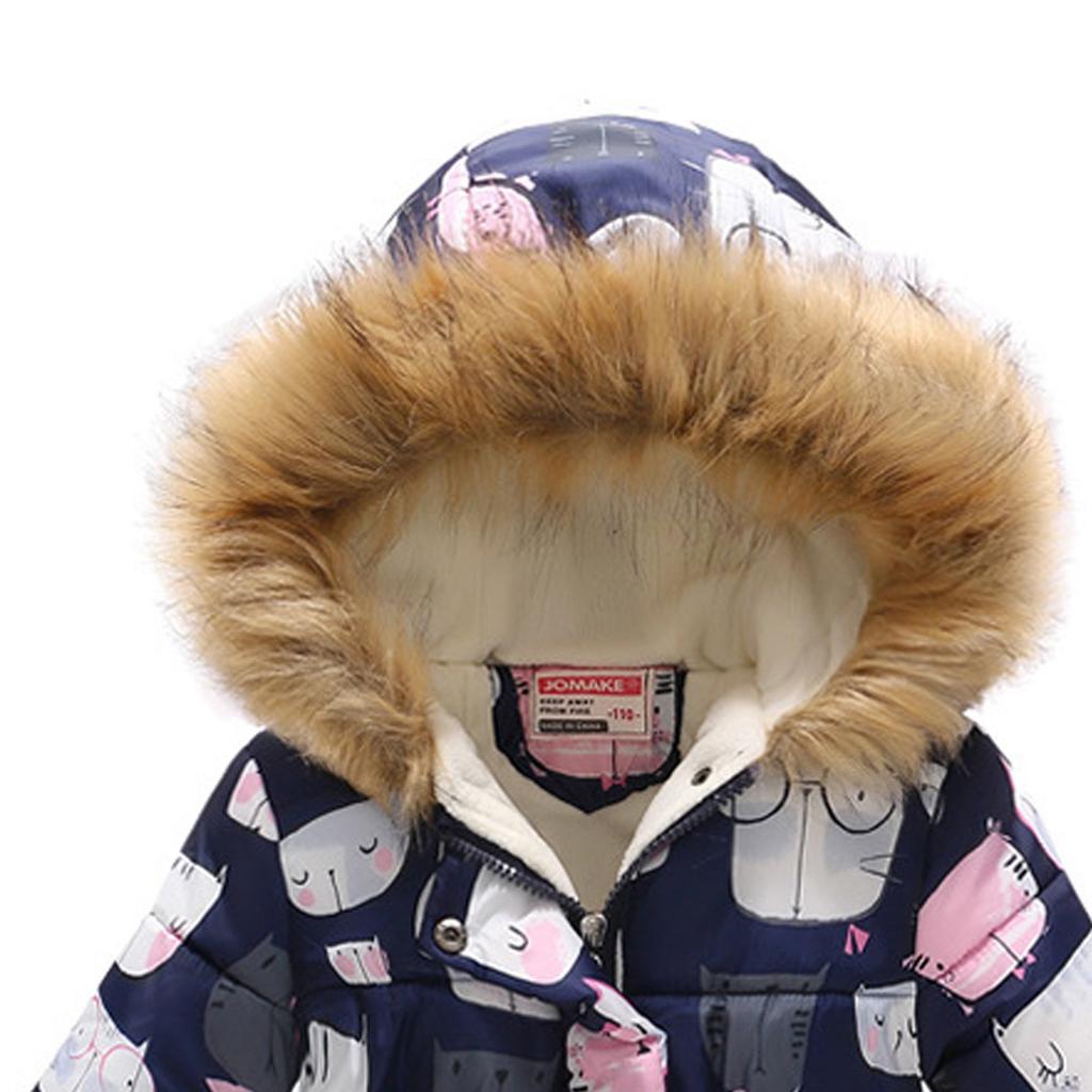Children's Padded Jacket Boys And Girls Fashion Print Cartoon Big Boy Long Collar Hooded Padded Jacket