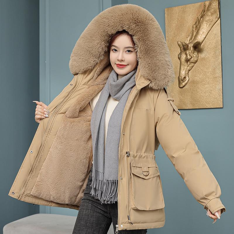 

Adding Velvet and Thickening Women s Clothing To Overcome The New Winter Coat with Big Fur Collar and Down Cotton-padded Jacket Cotton-padded Coat. M