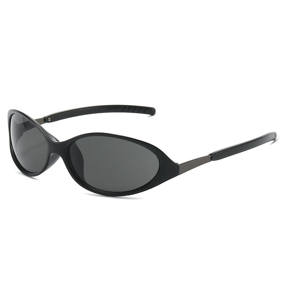 

New Oval Outdoor Sports Sunglasses Fashionable and Trendy UV-Protective Cycling Glasses Y2K Unisex Stylish Eyewear Shades UV400 чёрный