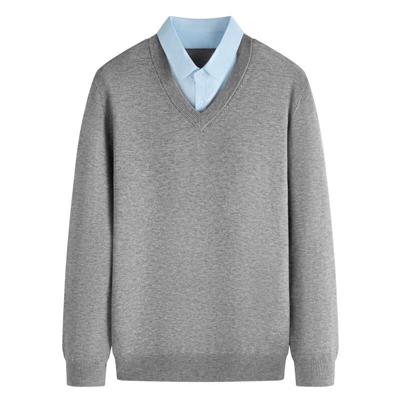 

Shanshan Men s Gray V-Neck Pullover Sweater M 170/88A