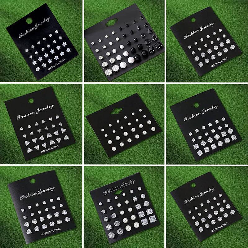 1Set Shiny Simple Wedding Stud Earrings Set For Women Men  Luxury  Stud Earrings Jewelry Accessories Gifts