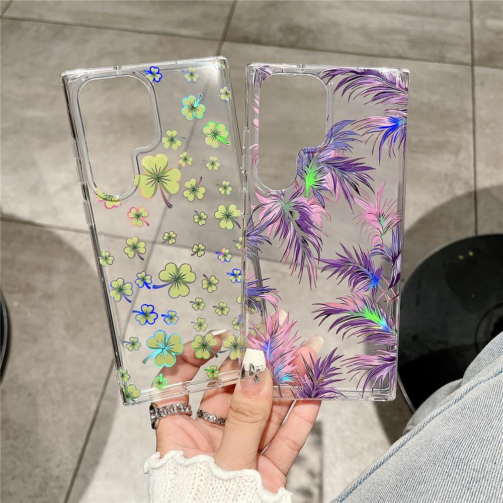 Suitable for Samsung Mobile Phone Case S25u a53 High permeability Electroplating Flowers S22 S24 Double Layer Printed Anti Fall Shell