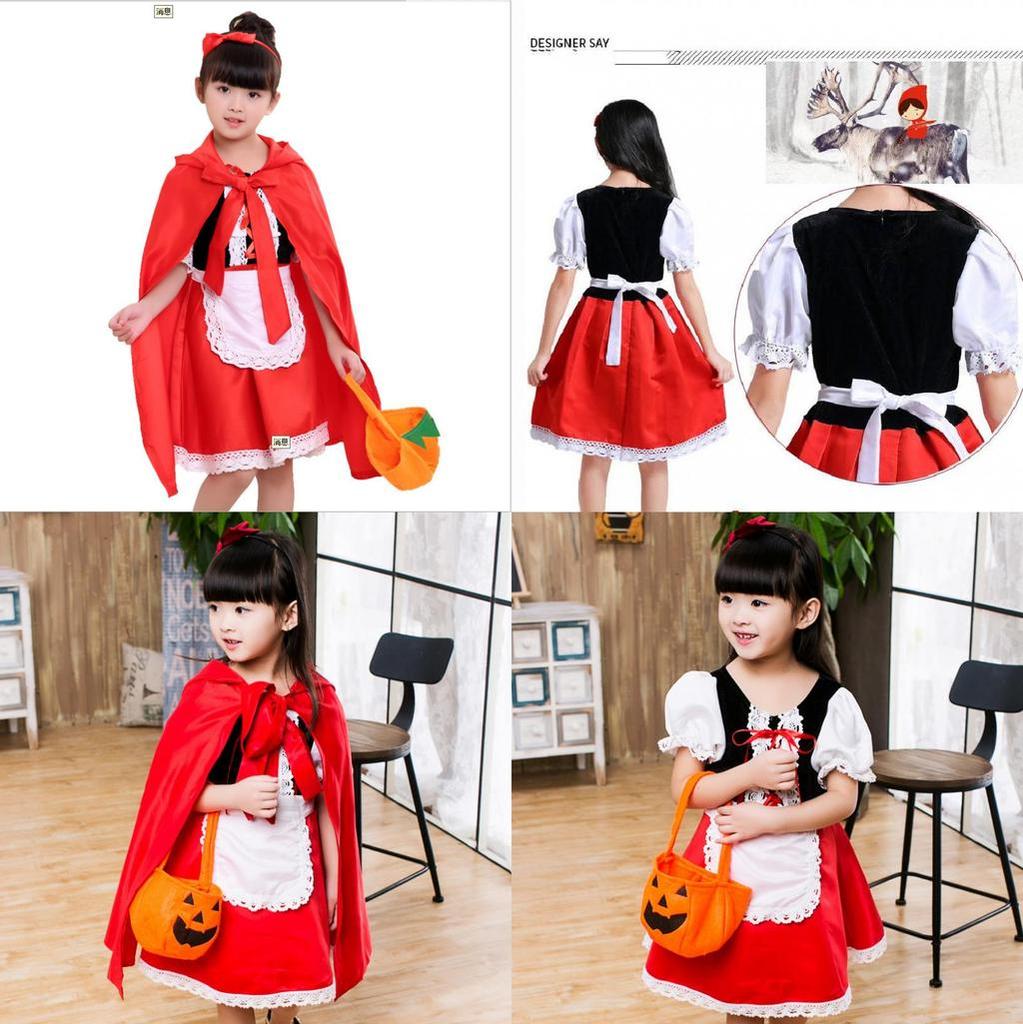 Czerwony Kapturek Sukienka Księżniczki Kostium Halloweenowy z Bajki Dla Dzieci