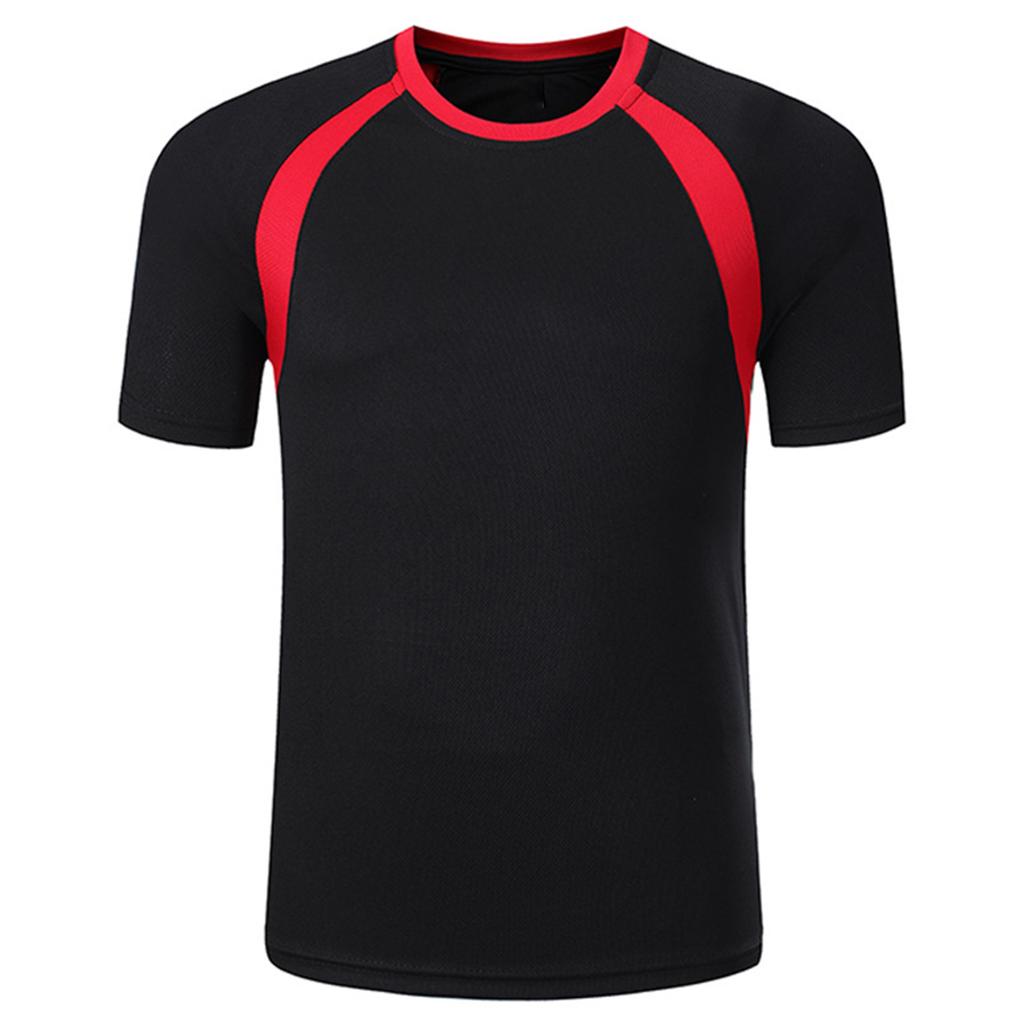 Kids Boys Quick-drying Clothing Short Sleeve Round Neckline Patchwork Style Breathable Sport Top