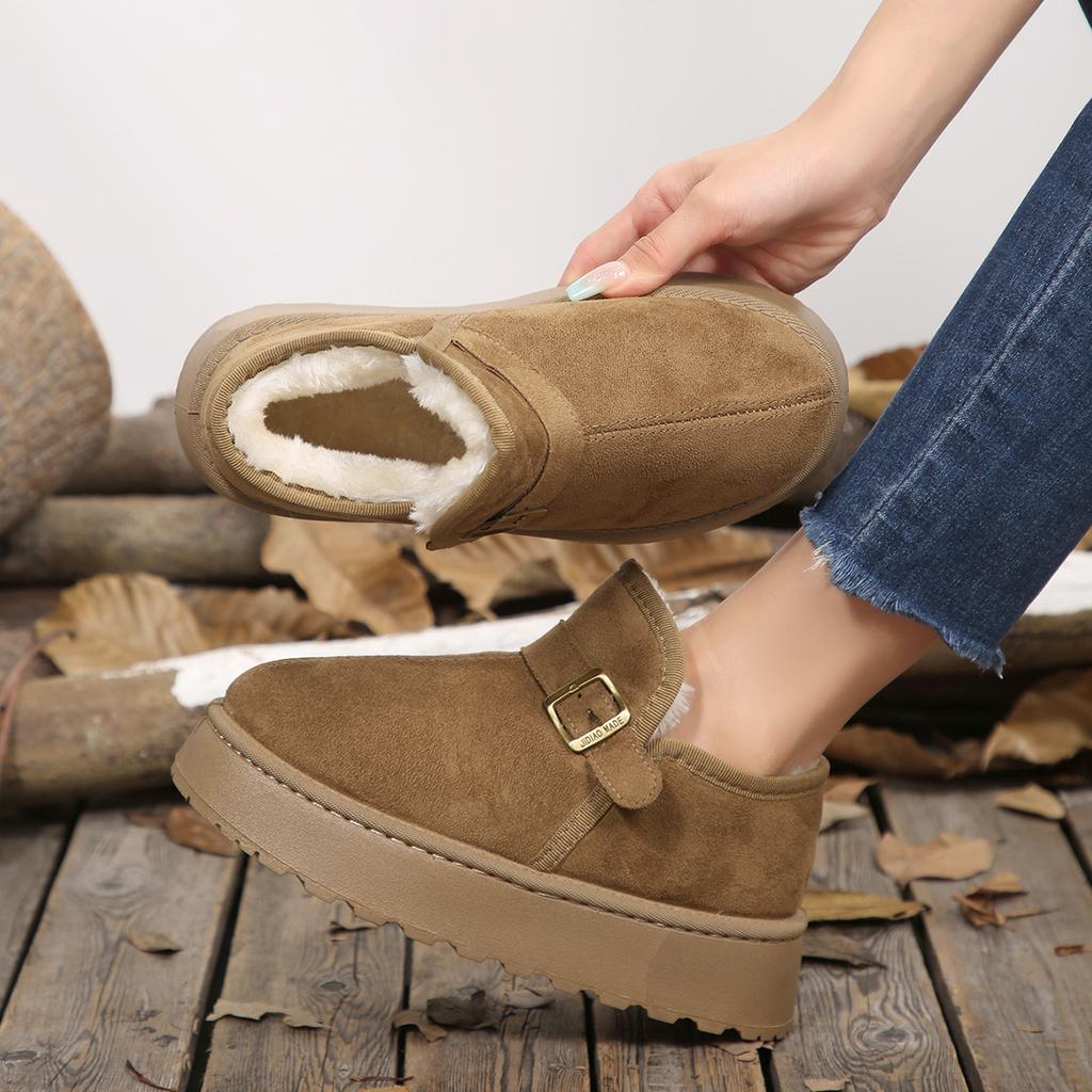 Fashion Women Winter Fashion New Snow Boots Buckle Large Size Shoes Women Platform 2025 Non Slip Cotton Ankle Boots Zapatos De Mujer