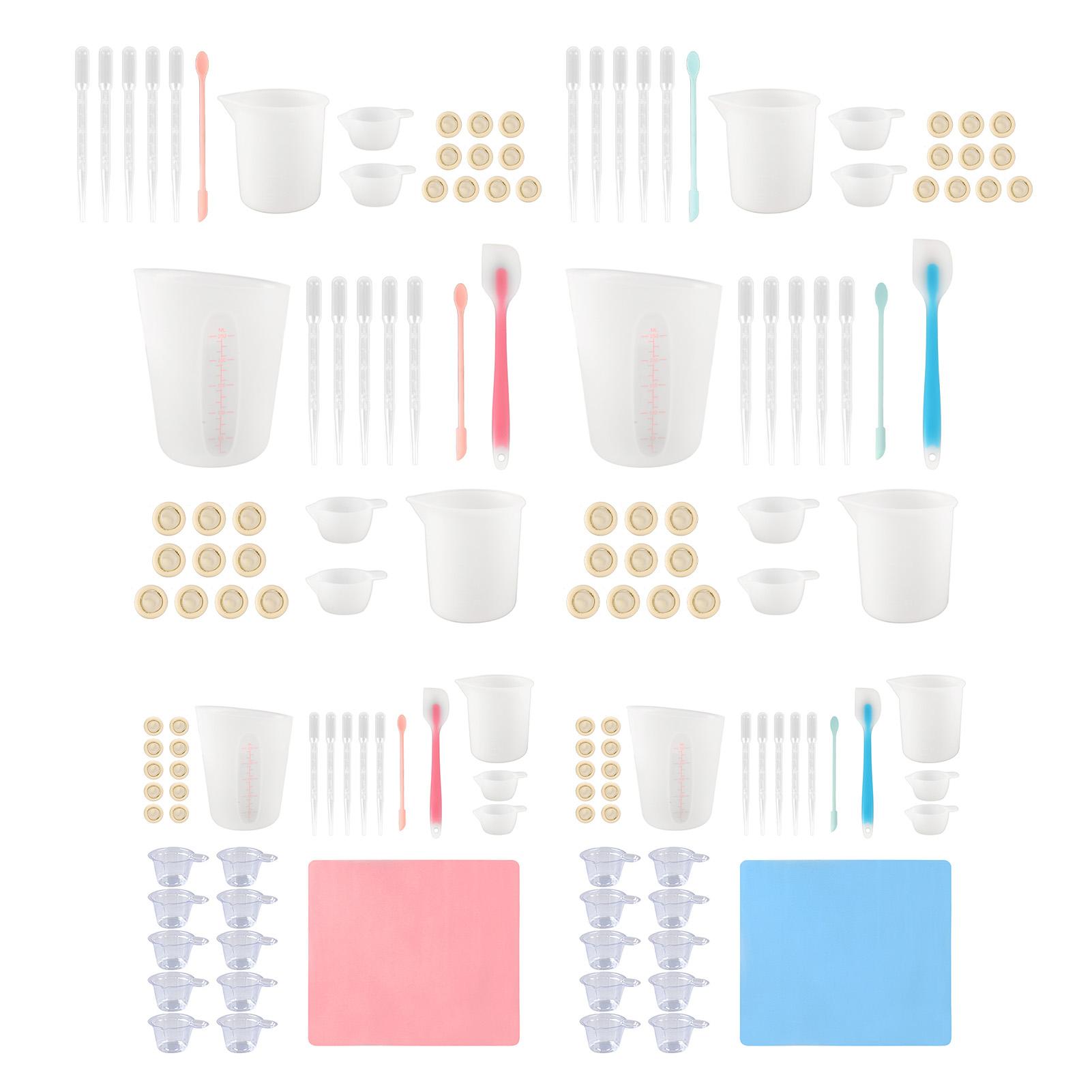 

Silicone Measuring Cup Tool Kit Spatula Finger Gloves Pipettes Epoxy Resin Mixing Tool Set for Craft 19pcs Tool Set, Pink