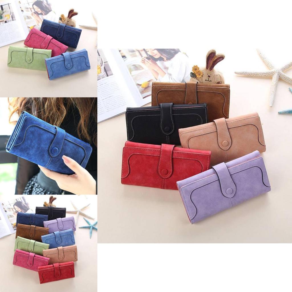 Stylish Vintage Pu Leather Long Wallet For Women With Magnetic Closure And Soft Texture