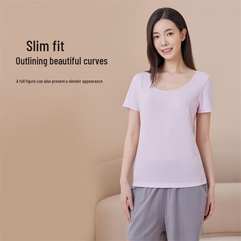 Yiershuang Women's 60s 100% Cotton Short Sleeve Round Neck T-shirt