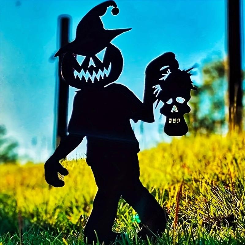 Scary Zombies Alloy Garden Stake Decorations, Eye Catching Front Yard Horror Decor, Craft with Scary Black Decorative Pile for Halloween Party
