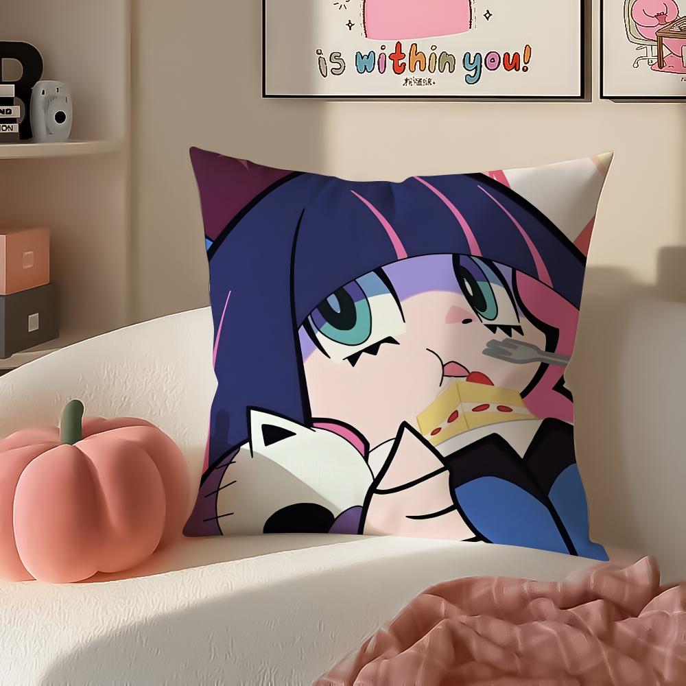 Japanese Anime PPanty Stocking with Garterbelt Cushion Cover Pillowcase Short Plush Invisible Zipper Room Sofa Cushion Cover