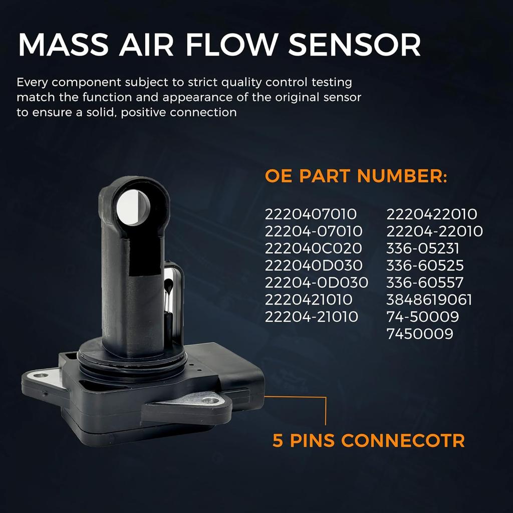 Mass Air Flow Sensor for Toyota 00-09 4Runner 02-06 Camry 03-08 Corolla 01-10 Highlander 99-15 Tacoma 01-05 RAV4 Lexus ES300 RX300 Scion xA xB, MAF