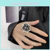 Stunning Retro 925 Silver Peony Flower Ring Adjustable Open Design Ideal For Special Gifts