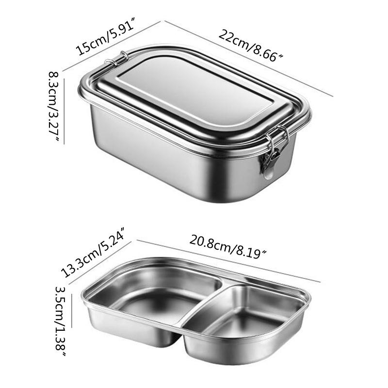 Metal Steel Lunch Box Leak Proof Bentos Box Metal Food Storage Container with Lid Lunch Container Dishwasher Safe