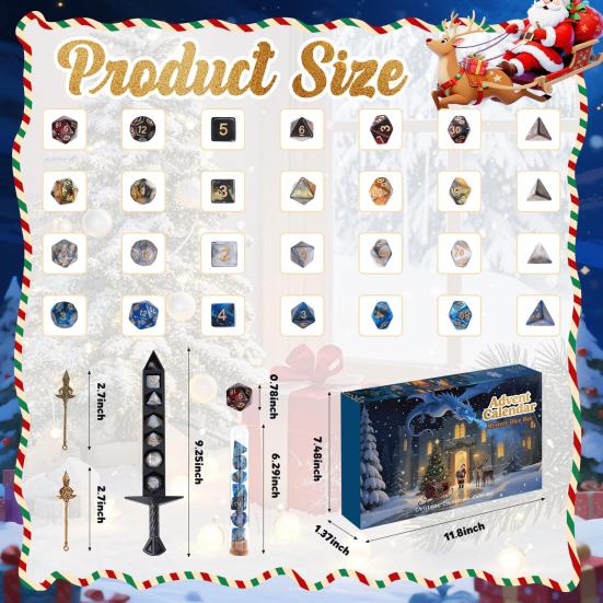 2025 DND Dice Advent Calendar 24 Days Educational RPG Game Sacred Box Unique Gift for Dungeons And Dragons Fans