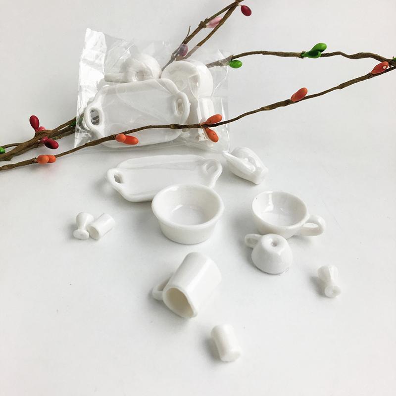 10Pcs/Set Mini White Kitchenware Toys Drink Cups Dish Water Cup And Plate Tableware Miniatures Diy Pretend Play Toys