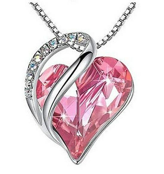 Heart-Shaped Geometric Birthstone Necklace for Women – European and American Style