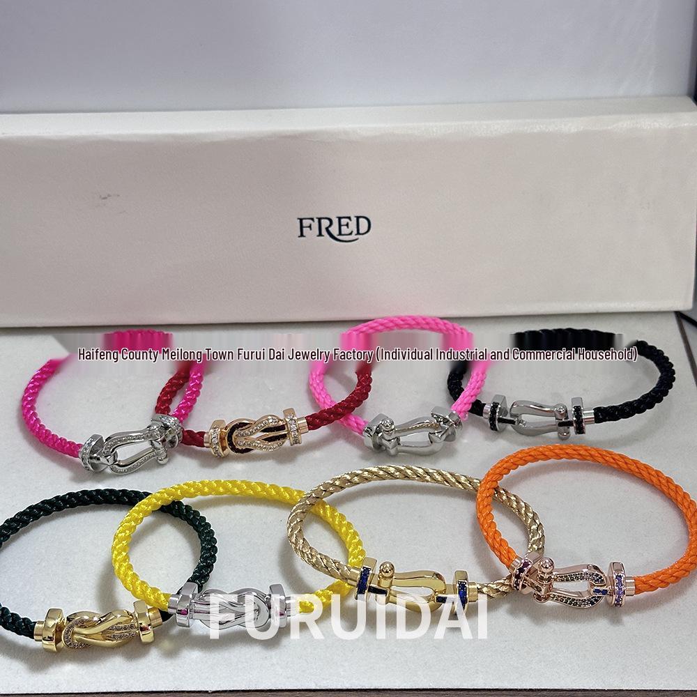 Fei Family Year of the Horse Diamond Horseshoe Buckle 8-Shaped Bracelet - Unisex, Versatile DIY Hand Rope for Couples