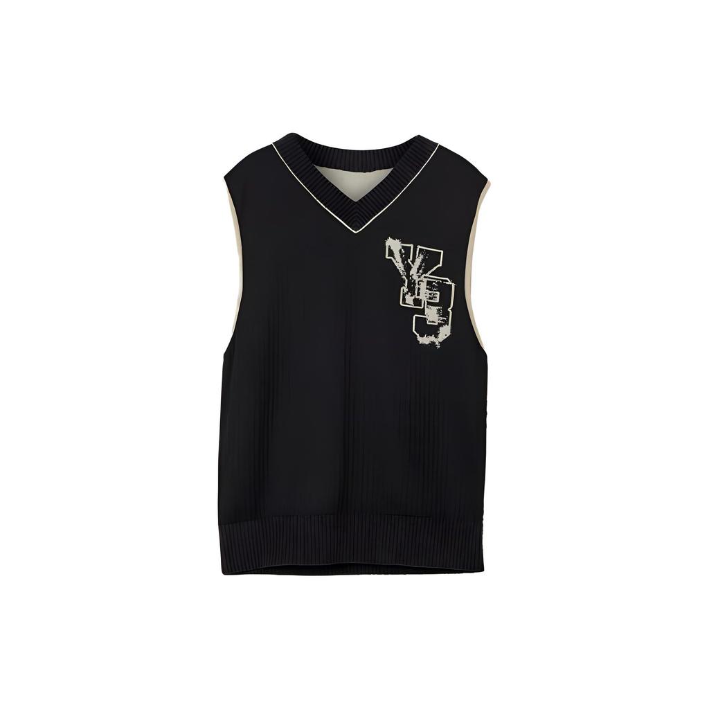 Y-3 WF23 Letter V-Neck Knitted Vest Unisex Vests Black IL4619