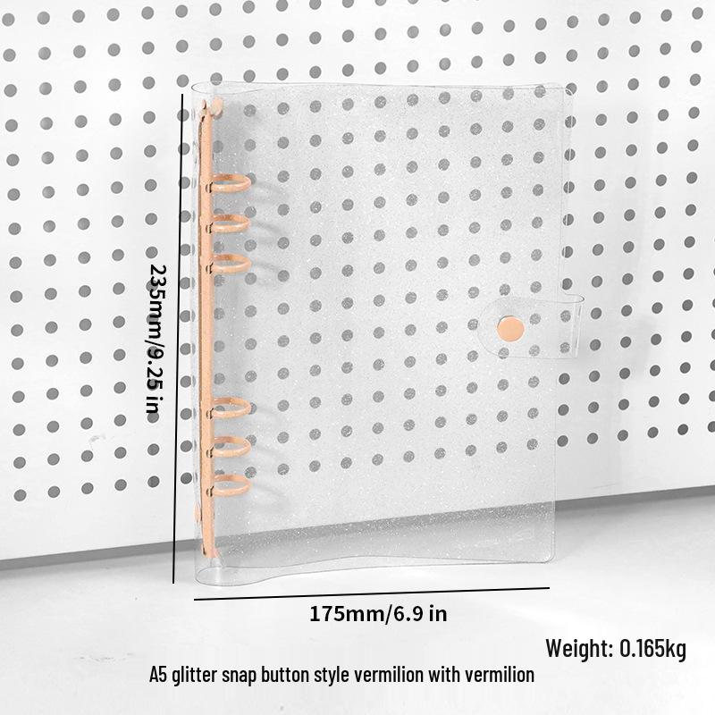 Couverture de cahier en PVC transparent souple style INS, A5 à feuilles mobiles, design A6 mignon et simple