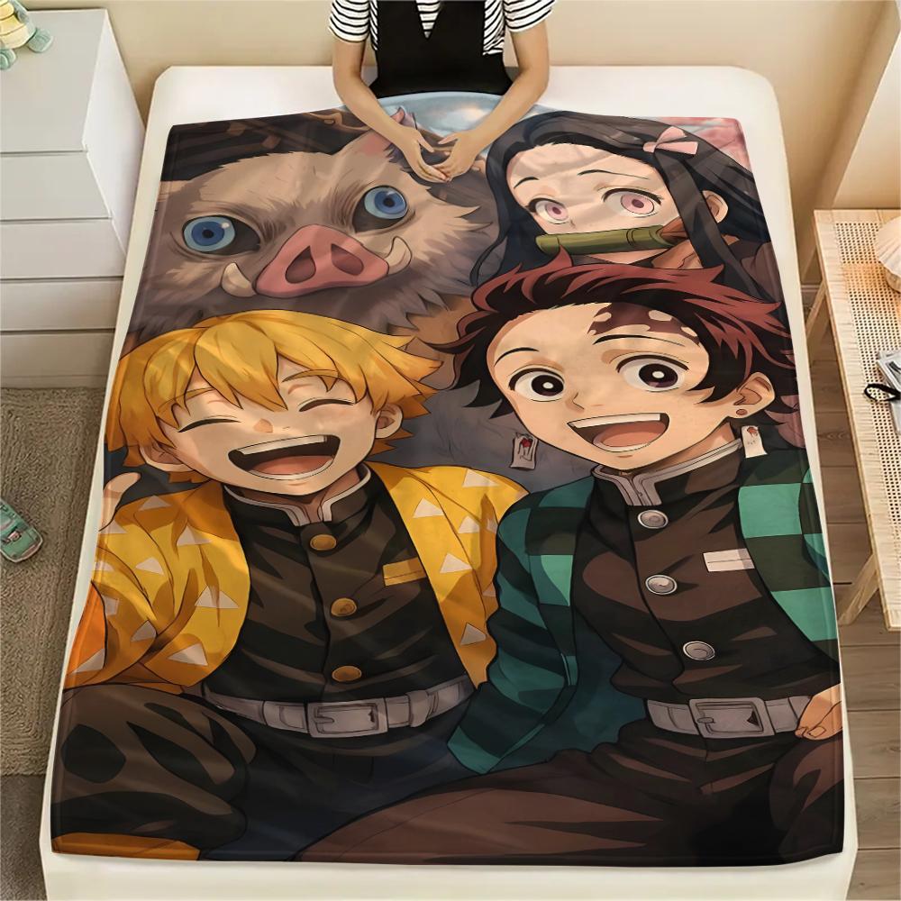 Demon Slayer Print Flannel Blanket,High Quality Comfortable for All Seasons,Home Decor,Warmth and Comfort,Perfect for Christmas Gifts