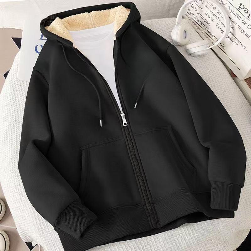Men's Winter Lambswool Velvet Thickened Cardigan Hoodie - Casual and Trendy Loose Jacket