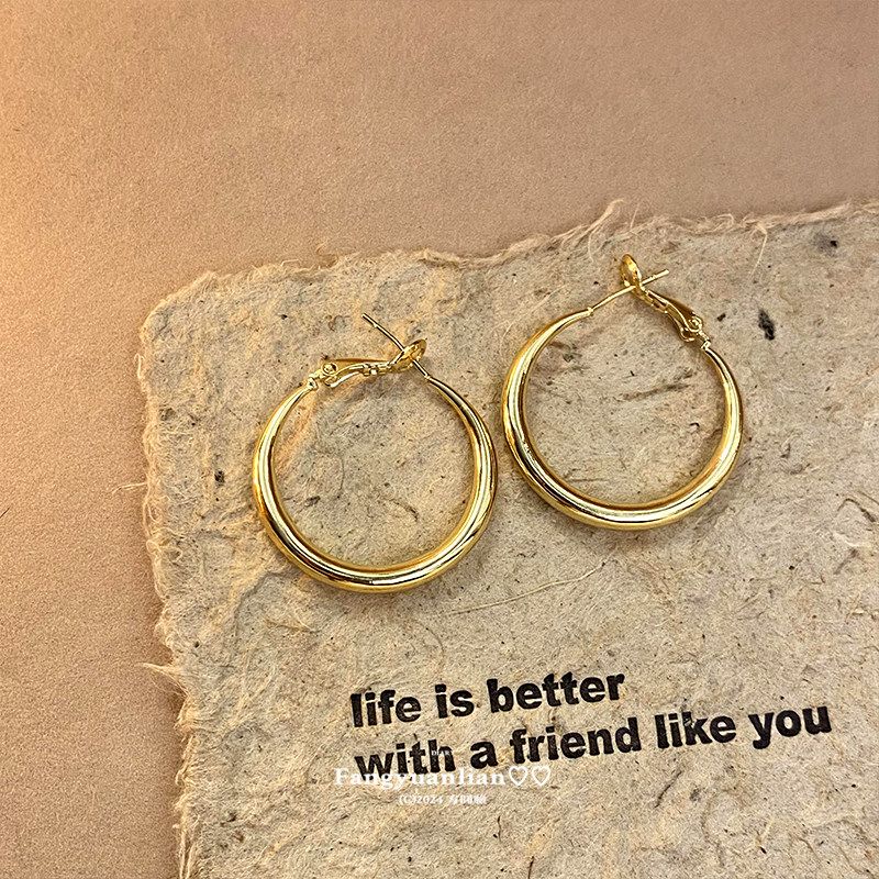Square and round Face Tiancai ~ European and American Big Circle Earrings Women 2025 New Popular High-Grade Ear Ring Cold Style Earrings