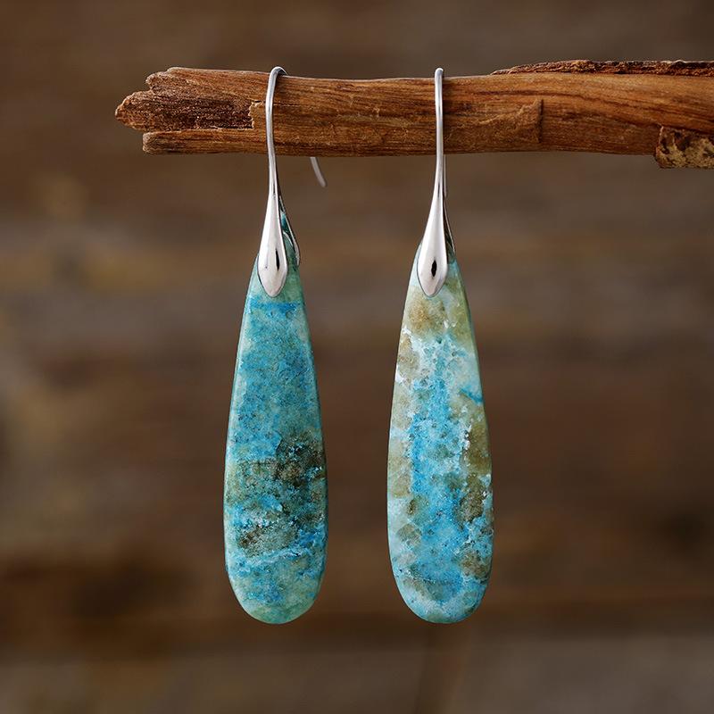 High Quality Light Luxury Long Water Drop Natural Stone Exaggerated Earrings Earrings Popular Niche Jewelry