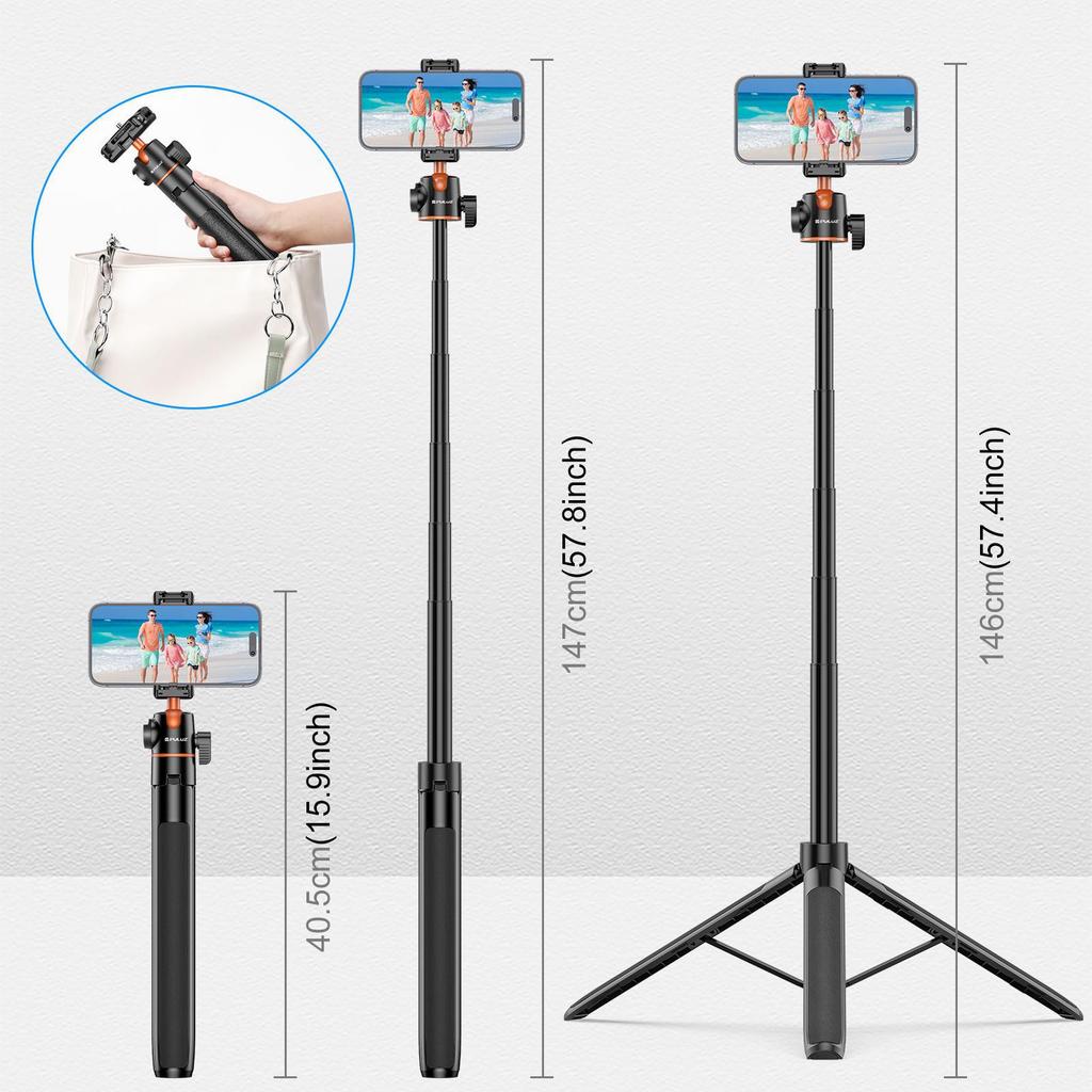 Fat Cow Portable Action Camera Selfie Stick with Tripod & Telescopic Extension for Phones & Mirrorless Cameras